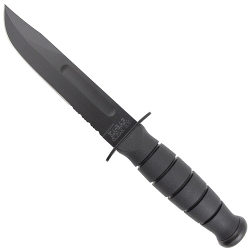 Short Black Kraton G Handle Clip Point Fixed Blade Knife Short Black Kraton G Handle Clip Point Fixed Blade Knife