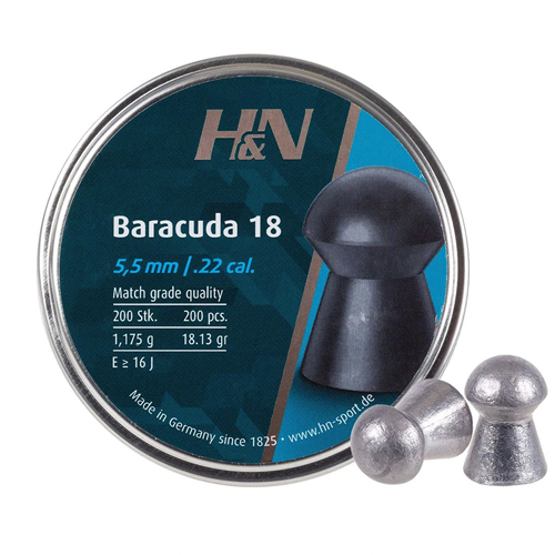 H&N Baracuda 18, .22 Cal, 18.13 Grains, Round Nose, 200ct