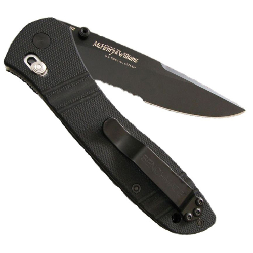Benchmade Mchenry&Williams Black Folding Knife - Half Serrated Edge
