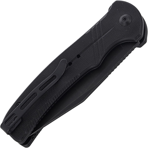 Explorer Cogent Flipper Folding Knife - Black Micarta Coarse Handle 