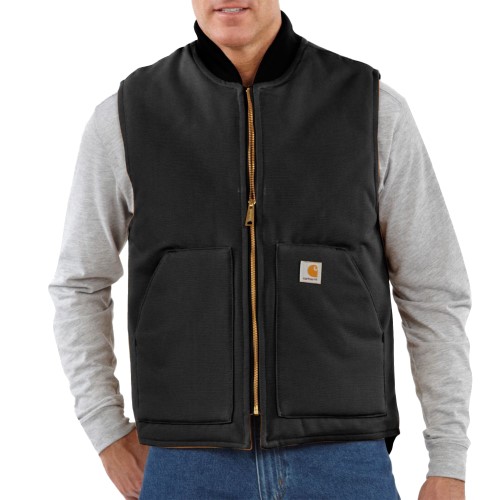 V01 Relaxed Fit Firm Duck Insulated Rib Collar Vest - Black - 4XLarge - Regular