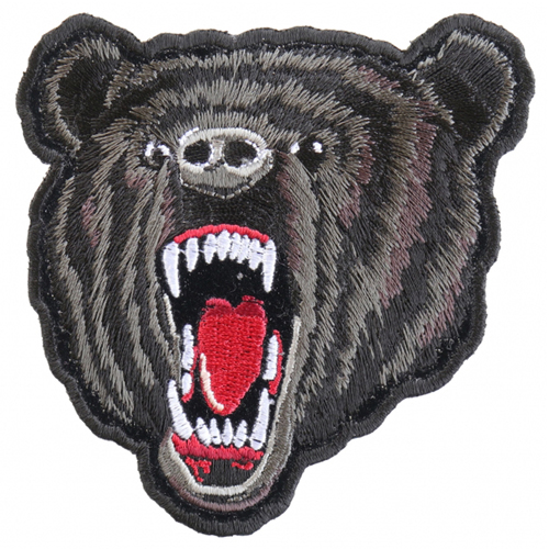 Small Bear Biker Patch - Black - 3.5x4 Inch