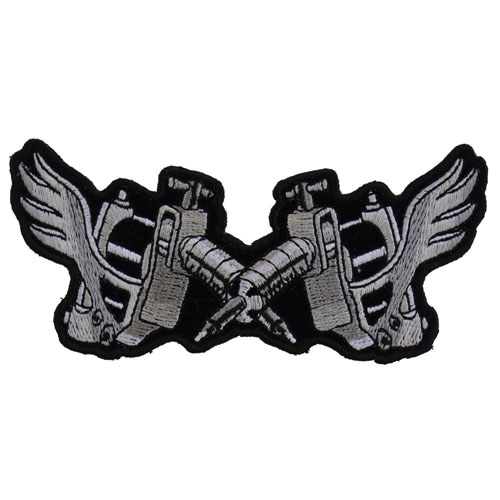 Tattoo Guns Wings Patch Small 4.5x2 Inch