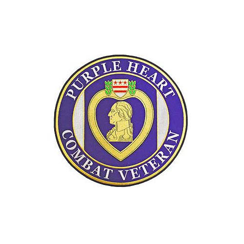 Purple Heart Combat Veteran Patch - 12 Inch