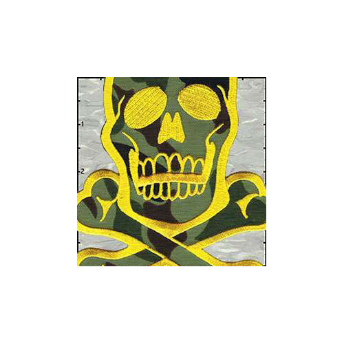 Skull Classic 6 Inches Yellow On Green Camo Patch