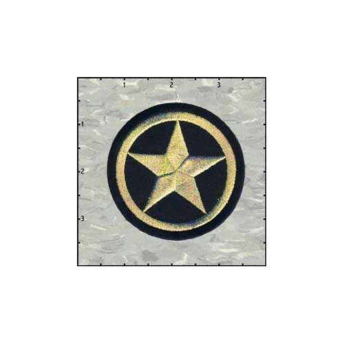 Star In Circle 3 Inches Gold On Black Patch