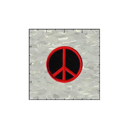 Peace Sign 2 Inches Red On Black Patch