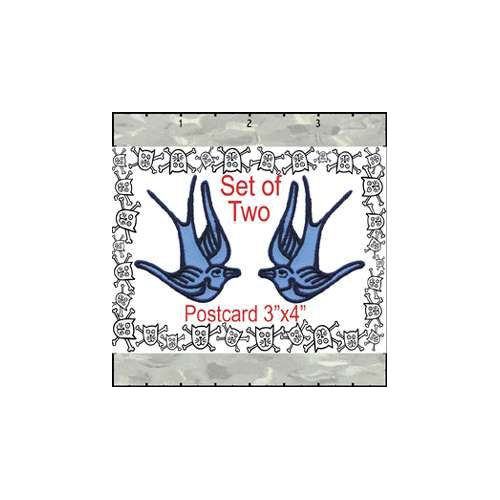 Birds Of Happiness 2 Inches Black On Blue Set Patch