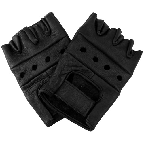 Leather Fingerless Biker Gloves
