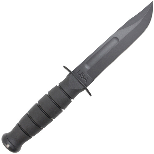 Short Black Kraton G Handle Clip Point Fixed Blade Knife
