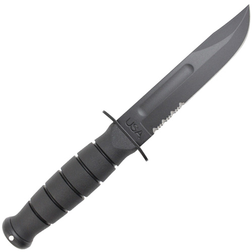 Short Black Kraton G Handle Clip Point Fixed Blade Knife
