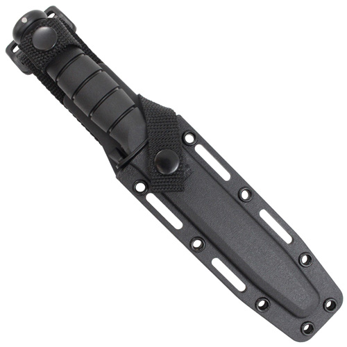 Short Black Kraton G Handle Clip Point Fixed Blade Knife