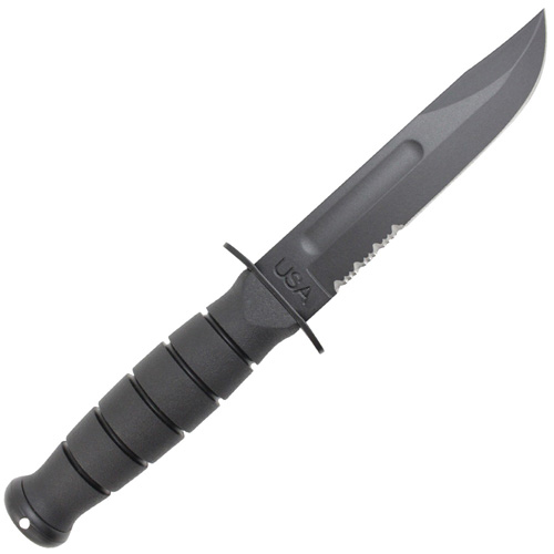 Short Black Kraton G Handle Clip Point Fixed Blade Knife