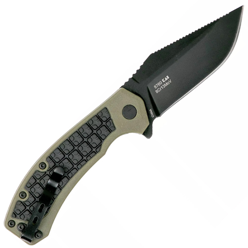 Faultline Black-Oxide Coated Plain Edge Folding Blade Knife