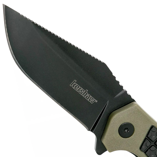 Faultline Black-Oxide Coated Plain Edge Folding Blade Knife