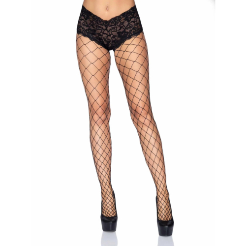 Diamond Net Design Pantyhose With Sexy Lace