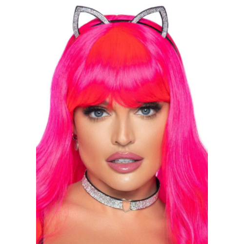Charming Rhinestone Cat Ear Headband and Choker
