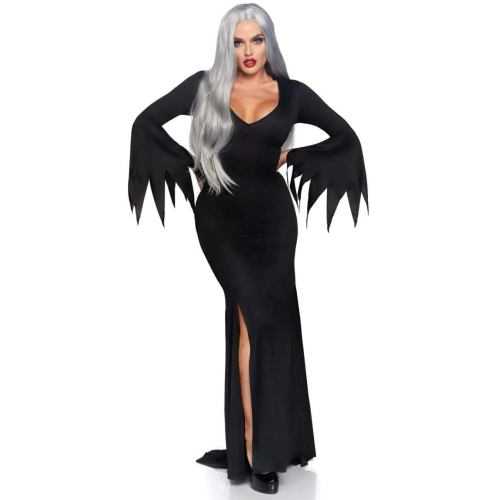 Mysterious High Slit Floor Length Bodycon Gothic Dress