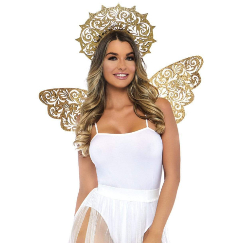Attractive Golden Angel Wing & Halo Costume Kit