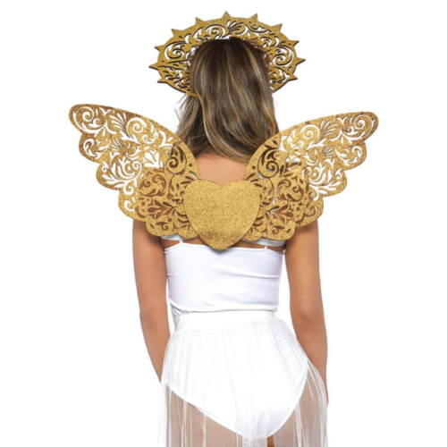 Attractive Golden Angel Wing & Halo Costume Kit