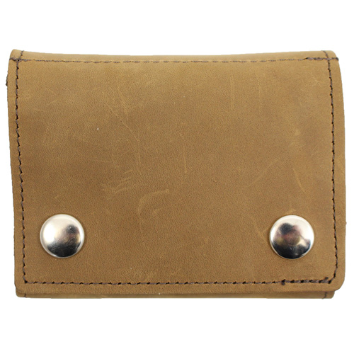 Tri-Fold Leather Chain Wallet w/ Coin Pocket