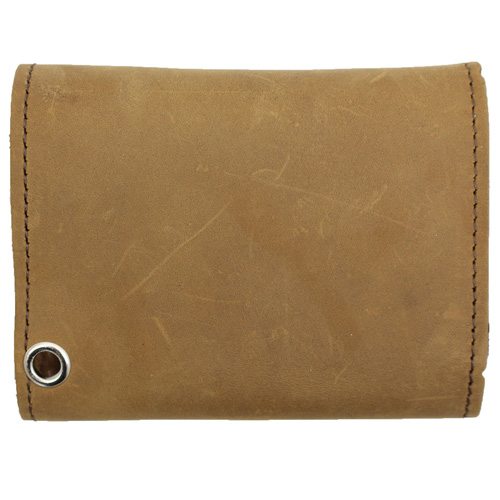 Tri-Fold Leather Chain Wallet w/ Coin Pocket