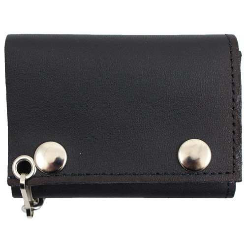Tri-Fold Leather Chain Wallet