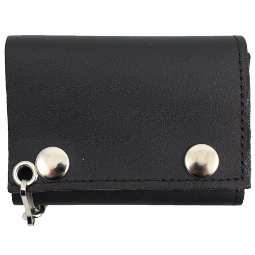 Tri-Fold Leather Chain Wallet