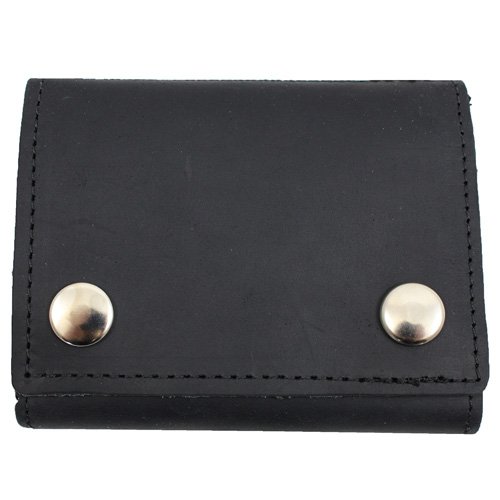 Tri-Fold Leather Chain Wallet w/ Coin Pocket