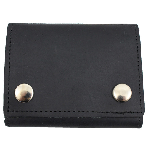 Tri-Fold Leather Chain Wallet w/ Coin Pocket