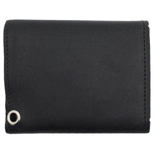 Tri-Fold Leather Chain Wallet w/ Coin Pocket
