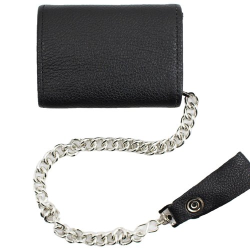 Tri-Fold Soft Leather Chain Wallet