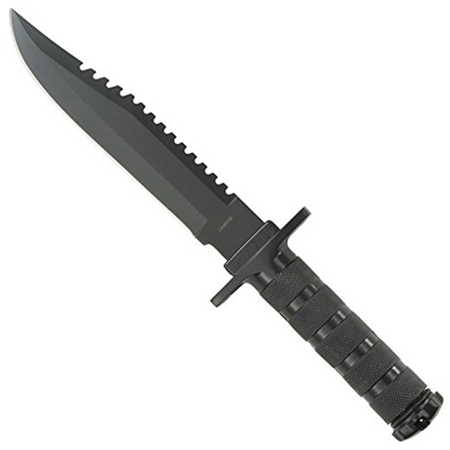 CK-086 Metal Handle Fixed Blade Survival Knife w/ Leather Sheath