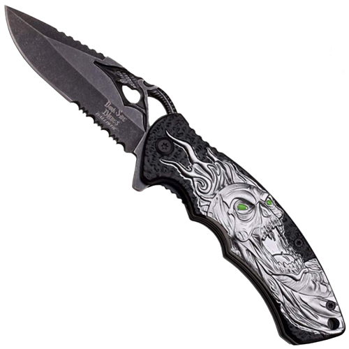 Dark Side Blades A001BGY Half Serrated Edge Blade Folding knife