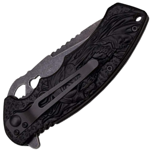 Dark Side Blades A001BGY Half Serrated Edge Blade Folding knife