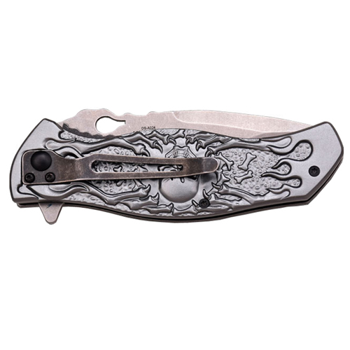 Dark Side Double Anodized Stamped Skull Handle Folding Knife