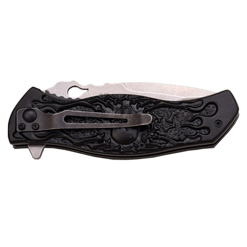 Dark Side Double Anodized Stamped Skull Handle Folding Knife