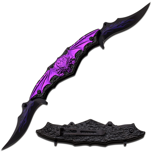 Dark Side Black Finished Blades Spring Knife