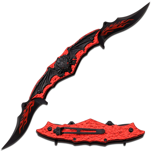 Dark Side Black Finished Blades Spring Knife