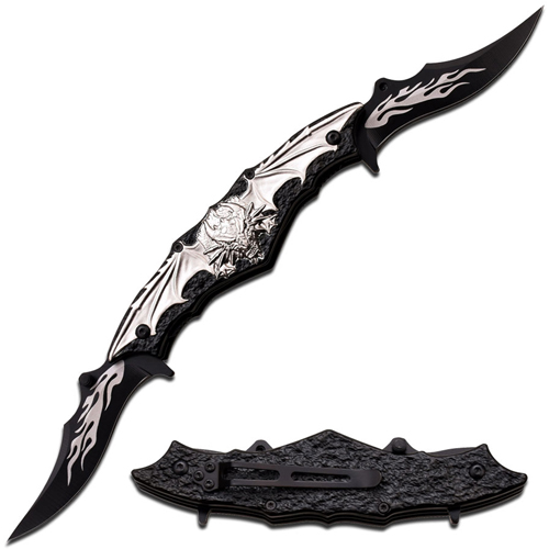 Dark Side Black Finished Blades Spring Knife