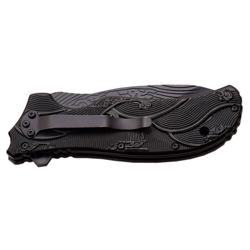 Dark Side Aluminum Handle Folding Knife with Dragon Art