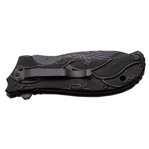 Dark Side Aluminum Handle Folding Knife with Dragon Art