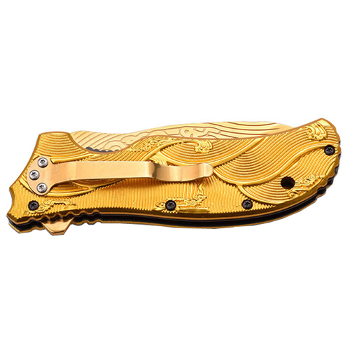 Dark Side Aluminum Handle Folding Knife with Dragon Art