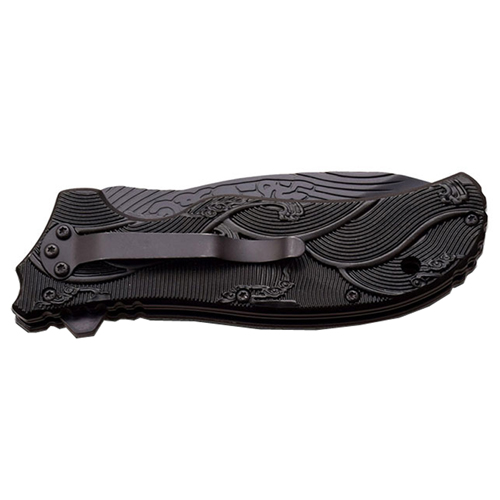 Dark Side Aluminum Handle Folding Knife with Dragon Art