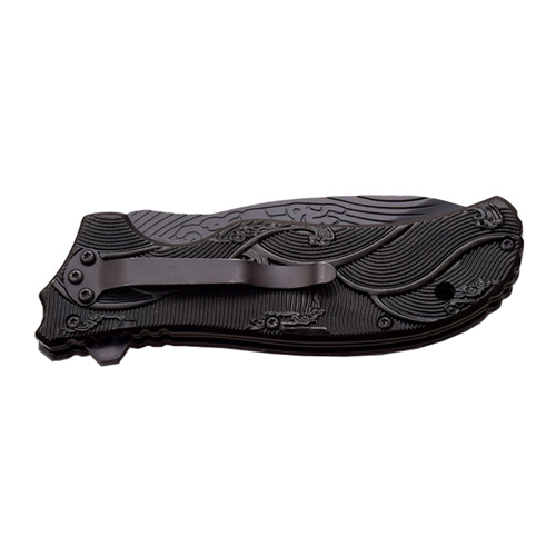 Dark Side Aluminum Handle Folding Knife with Dragon Art
