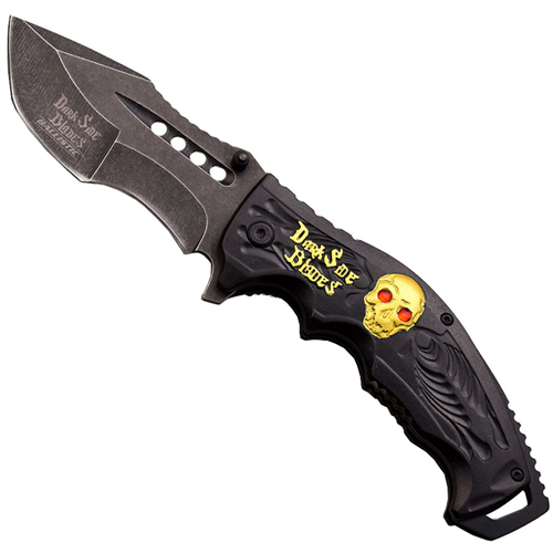 Dark Side Two Tone Aluminum Handle Folding Blade Knife
