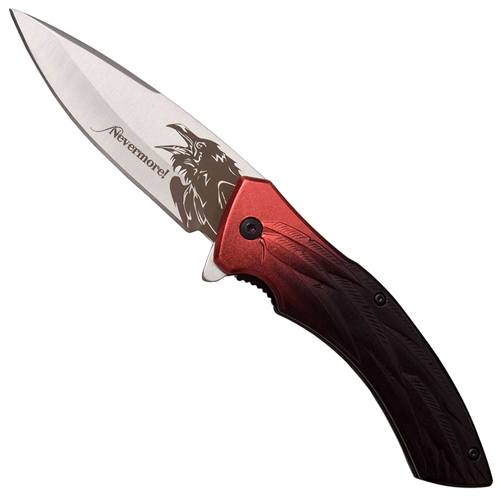 Dark Side Blades Feather Texture on Aluminum Handle Folding Knife