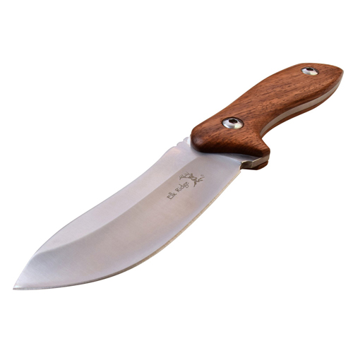 Elk Ridge Wood Handle Fixed Blade Knife w/ Leather Sheath