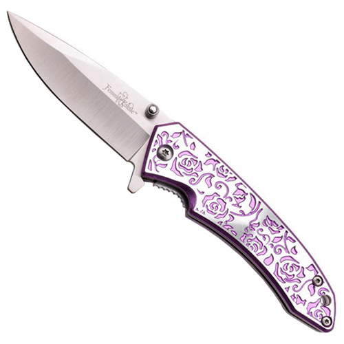 Femme Fatale CD Glare Aluminum Handle Folding Knife