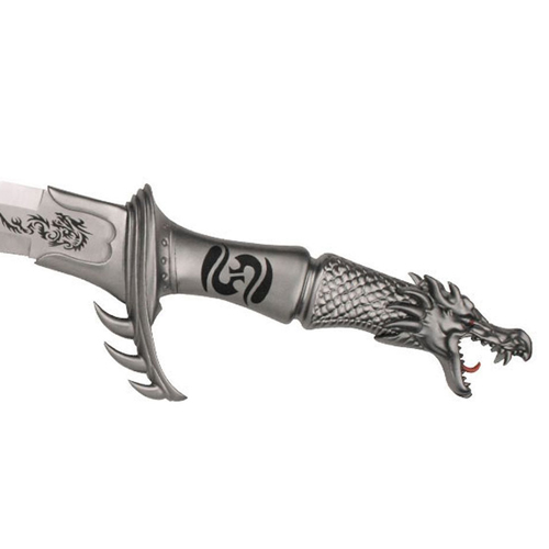 Fantasy Master Cast Metal Handle Fixed Blade Knife w/ Display Stand